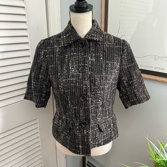 COLDWATER CREEK Womens Jacket Half Sleeve Tweed Career Travel Minimalist | P8 - Picture 1 of 9